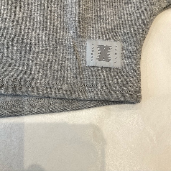 NWT Savage x Fenty Xssential Crop Hoodie Pullover Embroidered Logo Grey Sz 8-10 - Picture 8 of 12